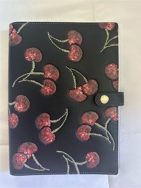 Coach Black Sequin Cherry notebook